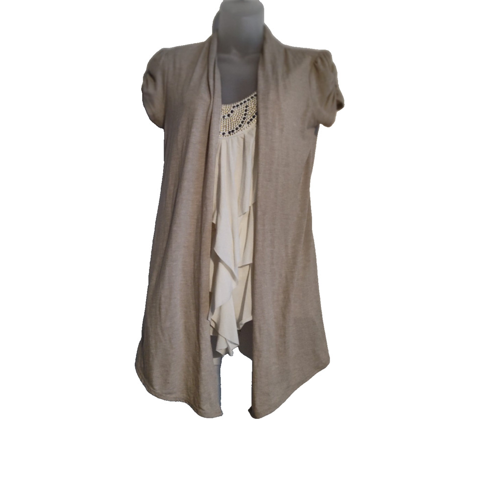 Heartsoul Women’s Beige Short Sleeve Lace Neckline Top Size M Bag 4